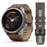 fenix 9 Pro inReach 51mm AMOLED Titanium mogyor�barna b�r �s kavicssz�rke szilikon sz�jjal