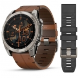 Garmin fenix 8 51mm AMOLED Sapphire, titanium, gesztenyebarna bőrszíjjal + grafitszürke szilikon szíjjal Garmin fenix 8 51mm AMOLED Sapphire, titanium, gesztenyebarna bőrszíjjal + grafitszürke szilikon szíjjal